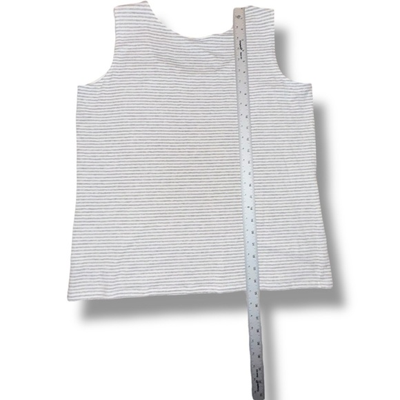 TALBOTS Pima Cotton Blend Tank - Paloma Stripe - Grey Sky Heather/White Plus 1X - Picture 6 of 12